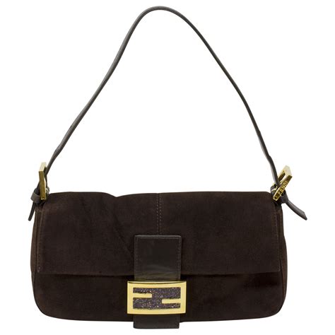 brown suede fendi baguette